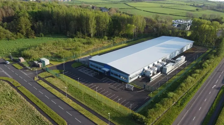 Aerial view of a large data center campus